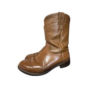 Justin 3884 Mens Vintage Brown USA Leather Western Roper Cowboy Boots Size 8 E